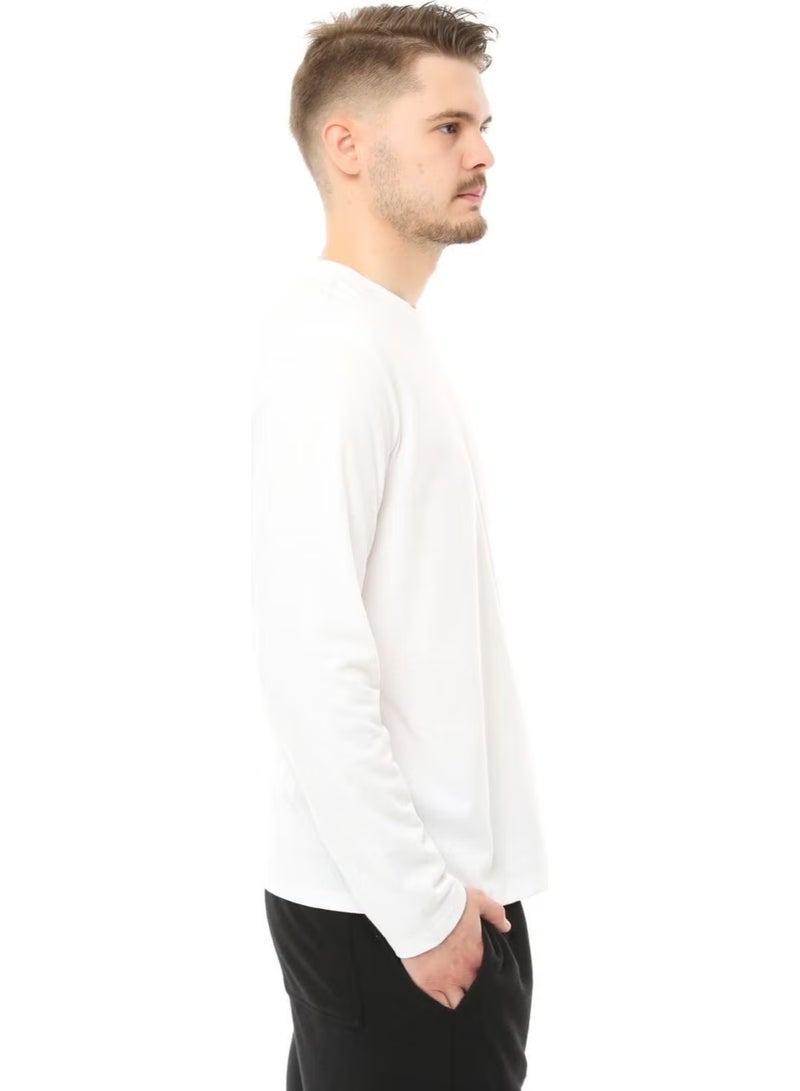 Defy's Men's Long Sleeve Crew Neck T-Shirt White - Image 2